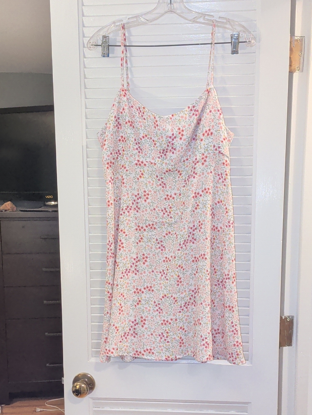 Altar'd State White Floral Dress with Pink & Green Accents